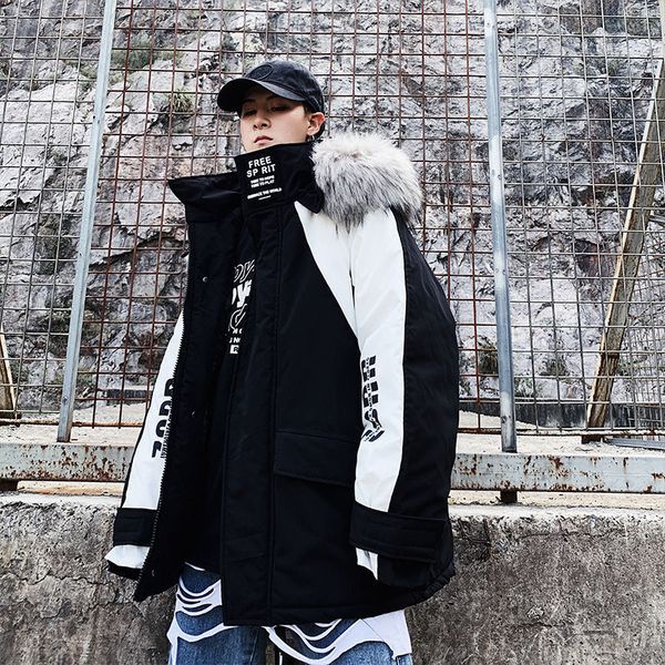 hip hop men's winter jackets fake fur collar warm hooded parka coat 2020 streetwear man casual baggy jacket coats clothing, Black
hip hop men's winter jackets fake fur collar warm hooded parka coat 2020 streetwear man casual baggy jacket coats clothing, Black