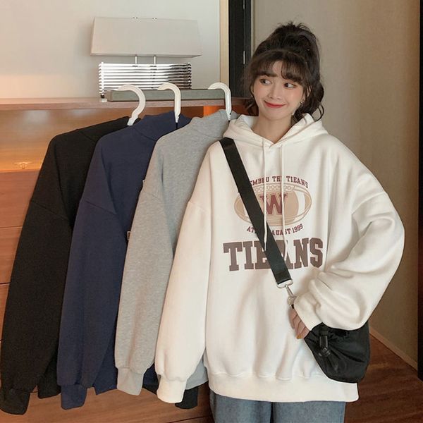 100% cotton white hooded sweater plush and thickened women's clothing autumn winter 2020 new korean version loose fitting clothes for w, Black
100% cotton white hooded sweater plush and thickened women's clothing autumn winter 2020 new korean version loose fitting clothes for w, Black
