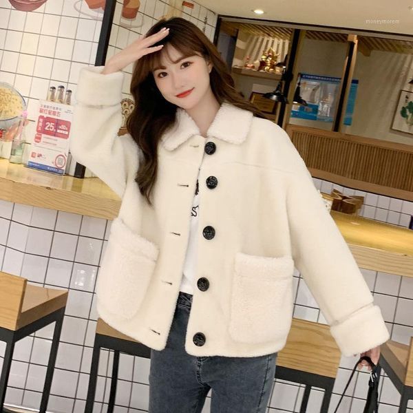 women's fur & faux unua amo winter jacket women short thick warm single-breasted turn-down collar loose casual lambwool coat female yy0, Black
women's fur & faux unua amo winter jacket women short thick warm single-breasted turn-down collar loose casual lambwool coat female yy0, Black