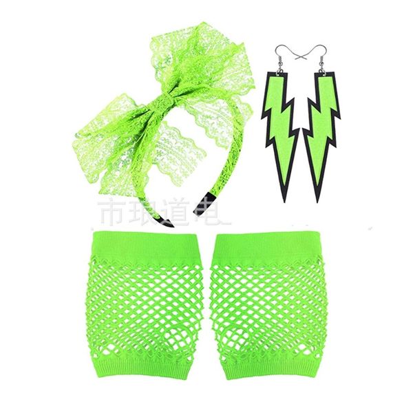 three-piece suite accessories short fishing net glove earrings hair hoop party ornament selling with green black purple color 10lda j1
three-piece suite accessories short fishing net glove earrings hair hoop party ornament selling with green black purple color 10lda j1