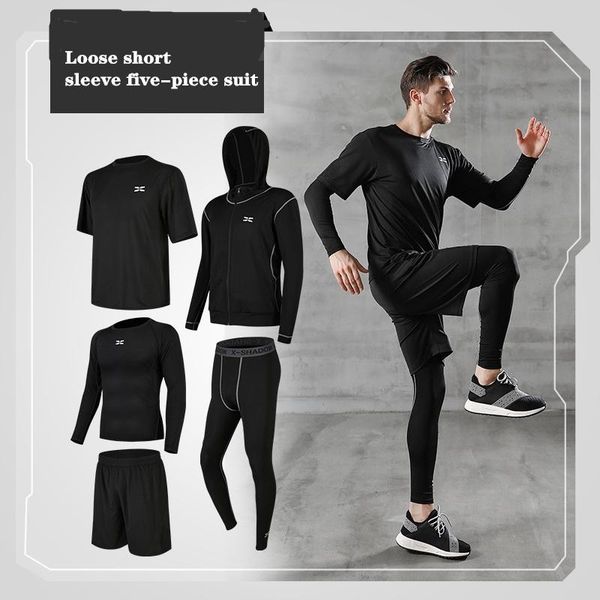 fitness clothing men's suit five-piece quick-drying short-sleeved clothing running sports suit basketball training suit outdoor sportsw, White;black
fitness clothing men's suit five-piece quick-drying short-sleeved clothing running sports suit basketball training suit outdoor sportsw, White;black