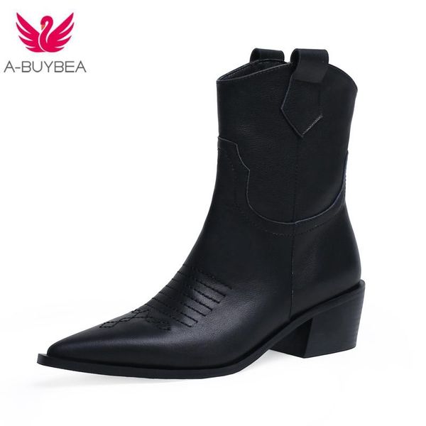 boots western ankle cowboy women booties fashion pointed toe shoes female thick heels cuban leather ladies 2021 autumn, Black
boots western ankle cowboy women booties fashion pointed toe shoes female thick heels cuban leather ladies 2021 autumn, Black