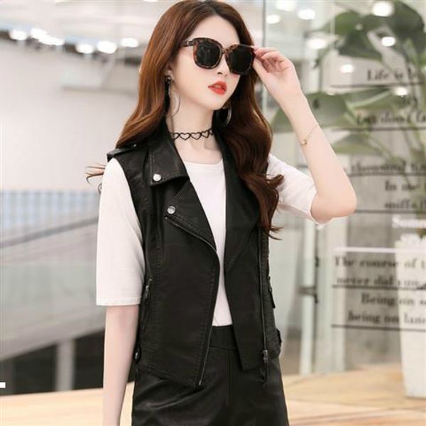 spring 2021 new plutonium leather women's solid colour sleeveless vest big 4xl y195 wjhs, Black
spring 2021 new plutonium leather women's solid colour sleeveless vest big 4xl y195 wjhs, Black