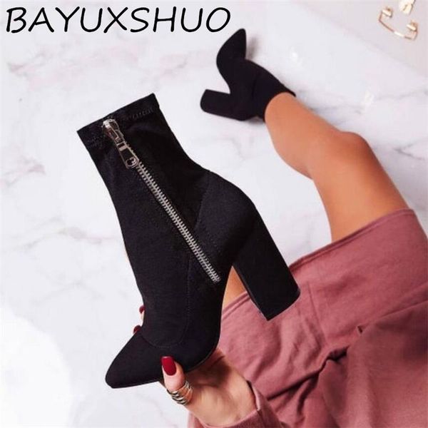 boots bayuxshuo ladies high heel black flock women pointed head square root heels winter zipper booties
boots bayuxshuo ladies high heel black flock women pointed head square root heels winter zipper booties