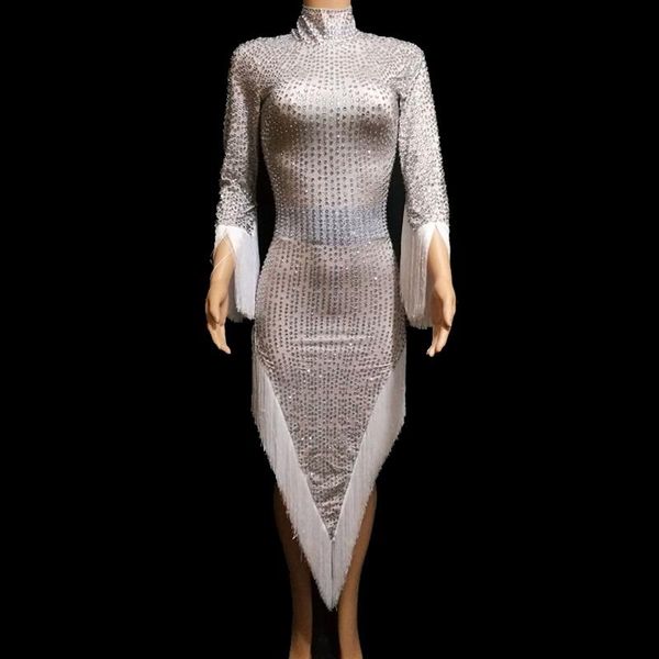 stage wear sparkly silver rhinestones fringes dress women's prom party full diamonds white tassel birthday celebrate outfit, Black;red
stage wear sparkly silver rhinestones fringes dress women's prom party full diamonds white tassel birthday celebrate outfit, Black;red