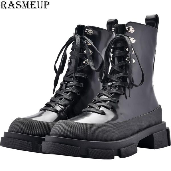 rasmep patent leather women's motorcycle boots 2020 brand women platform ankle boot fashion rivets ladies shoes winter, Black 
rasmep patent leather women's motorcycle boots 2020 brand women platform ankle boot fashion rivets ladies shoes winter, Black