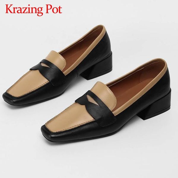 krazing pot leisure full grain leather mixed colors dress square toe thick med heel slip on young girls concise women pumps l2f1, Black
krazing pot leisure full grain leather mixed colors dress square toe thick med heel slip on young girls concise women pumps l2f1, Black