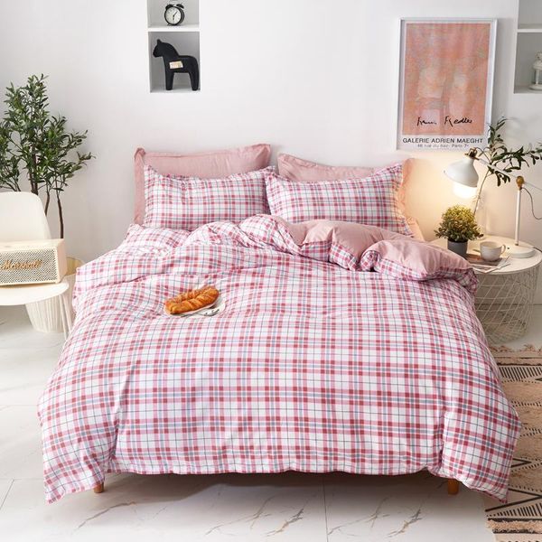 bedding sets pink plaid 100% polyester set duvet cover fitted sheet pillowcases bedlinen for girls bedroom decor
bedding sets pink plaid 100% polyester set duvet cover fitted sheet pillowcases bedlinen for girls bedroom decor