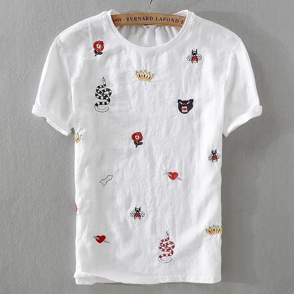 new trend summer men short sleeve t-shirt linen white fashion loose t shirts embroidery stitching tshirt male camiseta m-3xl, White;black
new trend summer men short sleeve t-shirt linen white fashion loose t shirts embroidery stitching tshirt male camiseta m-3xl, White;black
