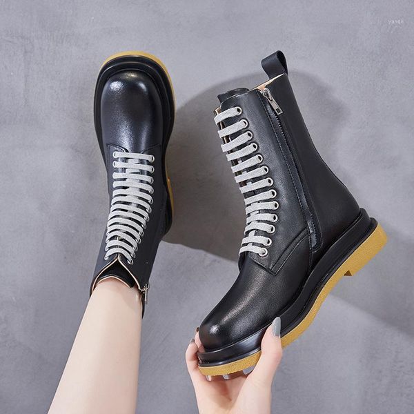 boots autumn shoes split leather riding women flatform british style lace up ankle botas handsome motorcycle boots1, Black
boots autumn shoes split leather riding women flatform british style lace up ankle botas handsome motorcycle boots1, Black