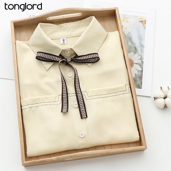women's blouses & shirts tonglord chic apricot women blouse turn-down neck single-breasted female solid color 2021 autumn full lace up1, White
women's blouses & shirts tonglord chic apricot women blouse turn-down neck single-breasted female solid color 2021 autumn full lace up1, White