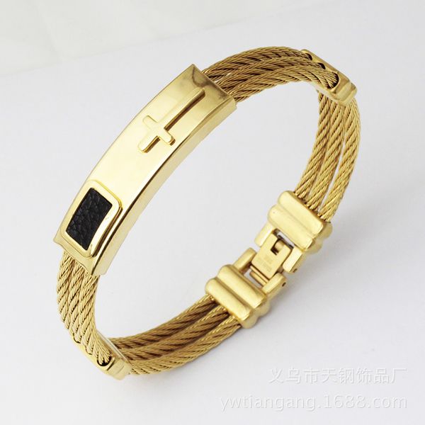 luxury new mens gold simple cross titanium steel stainless steel bracelet steel wire bracelet factory direct selling fashion design, Golden;silver
luxury new mens gold simple cross titanium steel stainless steel bracelet steel wire bracelet factory direct selling fashion design, Golden;silver