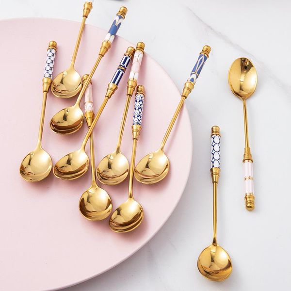 spoons 2021 stainless steel spoon ceramic handle ice cream fruit coffee stirring s teaspoon dessert cake honey tableware
spoons 2021 stainless steel spoon ceramic handle ice cream fruit coffee stirring s teaspoon dessert cake honey tableware