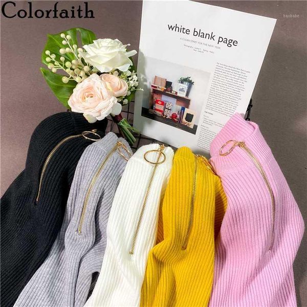 colorfaith new 2020 women's knitwears autumn winter slim warm turtleneck pullover minimalist zipper pink bottomings sw10681, White;black
colorfaith new 2020 women's knitwears autumn winter slim warm turtleneck pullover minimalist zipper pink bottomings sw10681, White;black