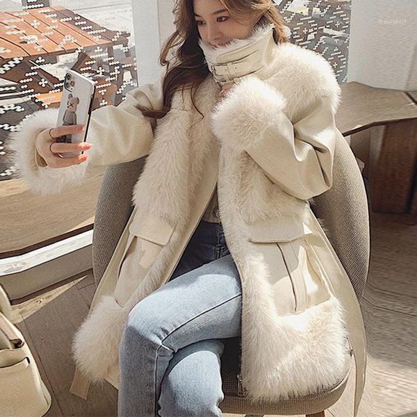 2021 winter jacket women real faux fur coat korean stand collar loose thickening fur plush jacket warm outerwear fashion1, Black
2021 winter jacket women real faux fur coat korean stand collar loose thickening fur plush jacket warm outerwear fashion1, Black