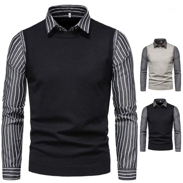 men's sweaters 2021 fall men clothing men's knit sweater lapel fake two-piece base shirt turn-down collar striped sleeve pullover1, White;black
men's sweaters 2021 fall men clothing men's knit sweater lapel fake two-piece base shirt turn-down collar striped sleeve pullover1, White;black