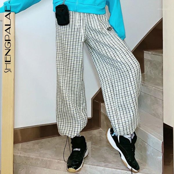 shengpalae women's streetwear loose 2020 new autumn straight high waist casual pants wide leg plaid trousers trendy zt11021, Black;white
shengpalae women's streetwear loose 2020 new autumn straight high waist casual pants wide leg plaid trousers trendy zt11021, Black;white