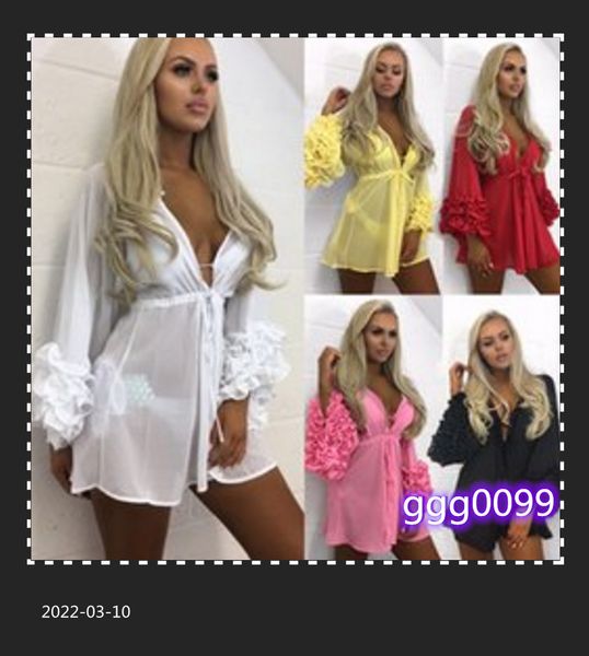 women bikini cover t shirt up swimwear long sleeve summer chiffon beach floral ruffles v neck blouse fashion women clothes red sxl, White
women bikini cover t shirt up swimwear long sleeve summer chiffon beach floral ruffles v neck blouse fashion women clothes red sxl, White