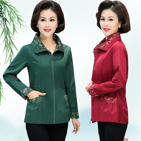 women's jackets 2021 spring autumn jacket middle-aged coat women fashion printing zipper large size 5xl female outerwear k139, Black;brown 
women's jackets 2021 spring autumn jacket middle-aged coat women fashion printing zipper large size 5xl female outerwear k139, Black;brown