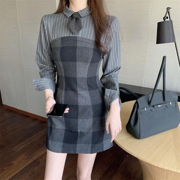 spring and winter 2021 new french retro plaid dress college style design slim bottoming dresses women, Black;gray
spring and winter 2021 new french retro plaid dress college style design slim bottoming dresses women, Black;gray