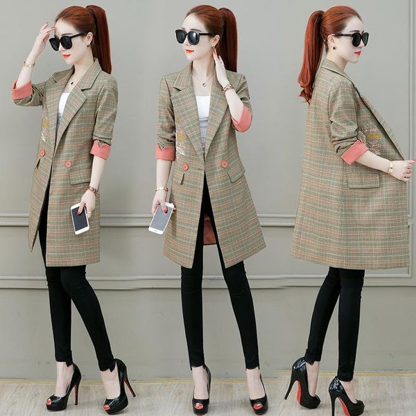 women's suits & blazers women long plaid jackets suit ladies sleeve work wear blazer plus size casual female outerwear coat, White;black
women's suits & blazers women long plaid jackets suit ladies sleeve work wear blazer plus size casual female outerwear coat, White;black
