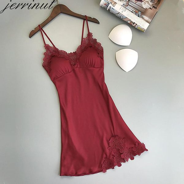 women's sleepwear jerrinut summer nightgown for women sleeveless lace silk night clothes sleepshirt with chest pad homewear nightie, Black;red
women's sleepwear jerrinut summer nightgown for women sleeveless lace silk night clothes sleepshirt with chest pad homewear nightie, Black;red