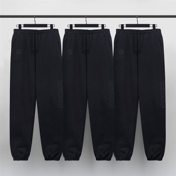 black heavy cotton embroidery trousers winter sweatpants three-pocket styling