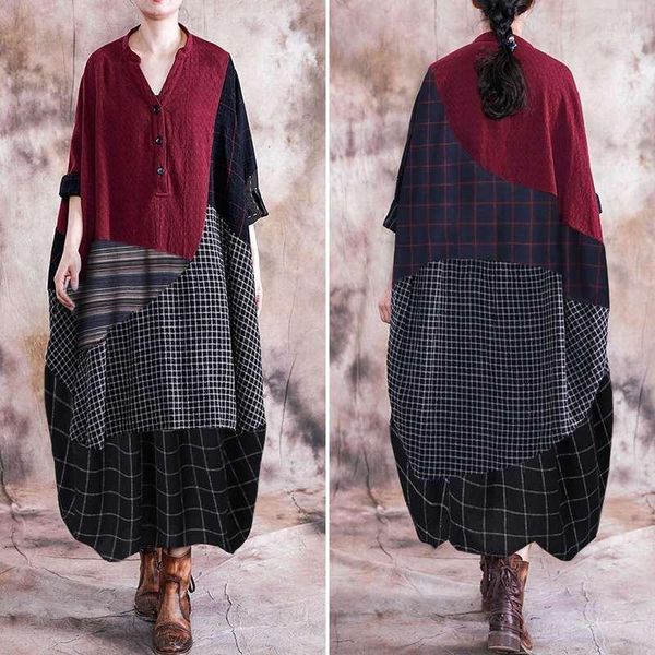 s 5xl zanzea spring check sundress vintage patchwork cotton long dress women casual long sleeve vestido female kaftan robe tunic1, Black;gray
s 5xl zanzea spring check sundress vintage patchwork cotton long dress women casual long sleeve vestido female kaftan robe tunic1, Black;gray