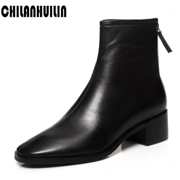 women autumn shoes simple genuine leather low thick heels zipper square toe new fashion black ankle boots for women1
women autumn shoes simple genuine leather low thick heels zipper square toe new fashion black ankle boots for women1