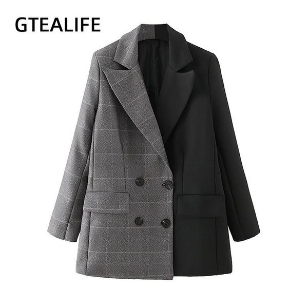 gtealife designer patchwork plaid blazers women winter autumn oversize jackets v-neck coats female office lady formal outwear, White;black
gtealife designer patchwork plaid blazers women winter autumn oversize jackets v-neck coats female office lady formal outwear, White;black