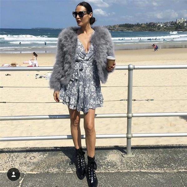 women's fur & faux jacket women fluffy imitation ostrich feather short soft warm all-match ins 2021 winter ladies outerwear, Black
women's fur & faux jacket women fluffy imitation ostrich feather short soft warm all-match ins 2021 winter ladies outerwear, Black