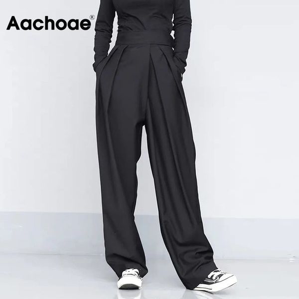 aachoae black color wide leg pants women pleated loose long trousers lady full length elegant long pants female ropa de mujer 201228, Black;white
aachoae black color wide leg pants women pleated loose long trousers lady full length elegant long pants female ropa de mujer 201228, Black;white