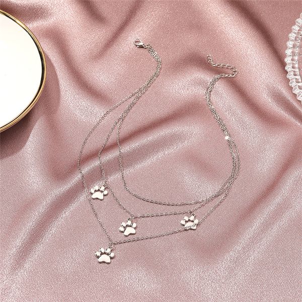 15pcs/lot european three layers animal footprint pendant necklaces alloy gold paw print clavicle chain for women dress necklace jewelry, Silver
15pcs/lot european three layers animal footprint pendant necklaces alloy gold paw print clavicle chain for women dress necklace jewelry, Silver