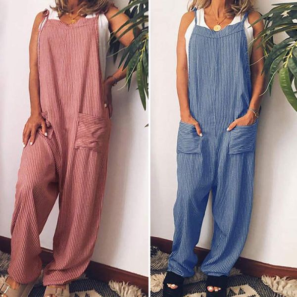 zanzea women summer jumpsuits sleeveless tunic strip office playuits pockets loose casual overalls cotton female rompers 5xl, Black;white
zanzea women summer jumpsuits sleeveless tunic strip office playuits pockets loose casual overalls cotton female rompers 5xl, Black;white