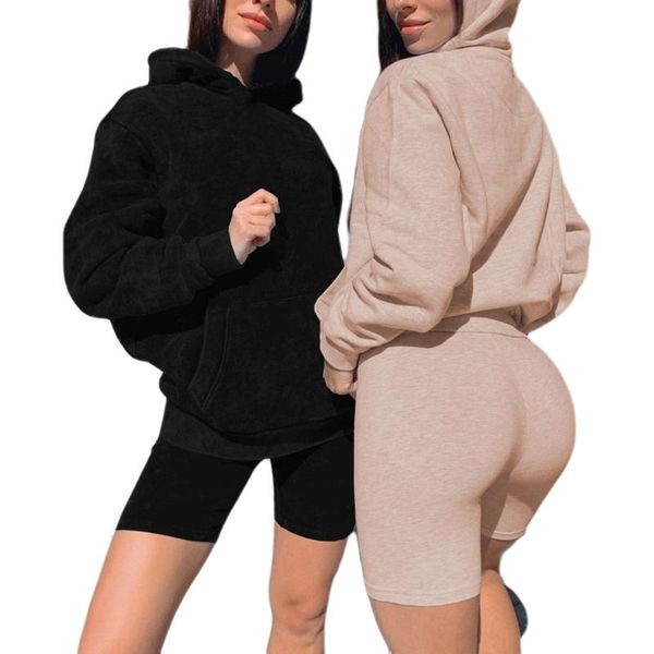 women tracksuit hoodies pocket sweatshirt solid long sleeve loose cycling shorts set casual home sportswear plus size, Gray
women tracksuit hoodies pocket sweatshirt solid long sleeve loose cycling shorts set casual home sportswear plus size, Gray