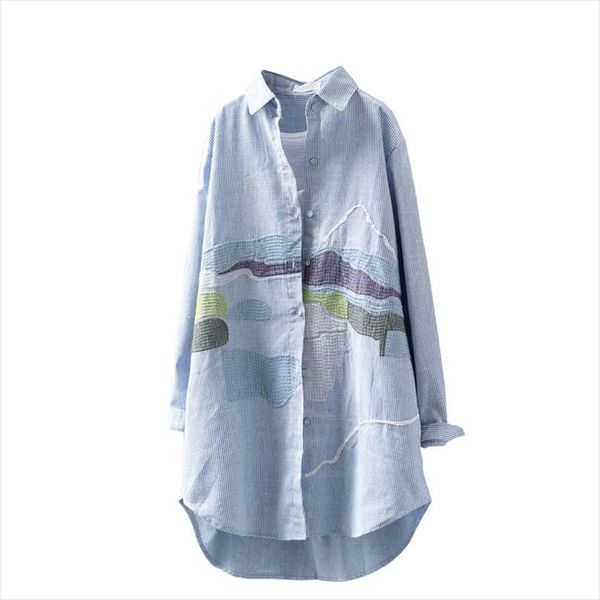2020 summer new striped women blouse and shirts long sleeved loose blue printed vintage lady shirts outwear coat, White
2020 summer new striped women blouse and shirts long sleeved loose blue printed vintage lady shirts outwear coat, White
