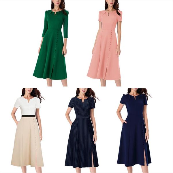 women pleated notch v neck pockets buttons work office business cocktail party fit amp; flare a line skater midi dress 2867, Black;gray
women pleated notch v neck pockets buttons work office business cocktail party fit amp; flare a line skater midi dress 2867, Black;gray