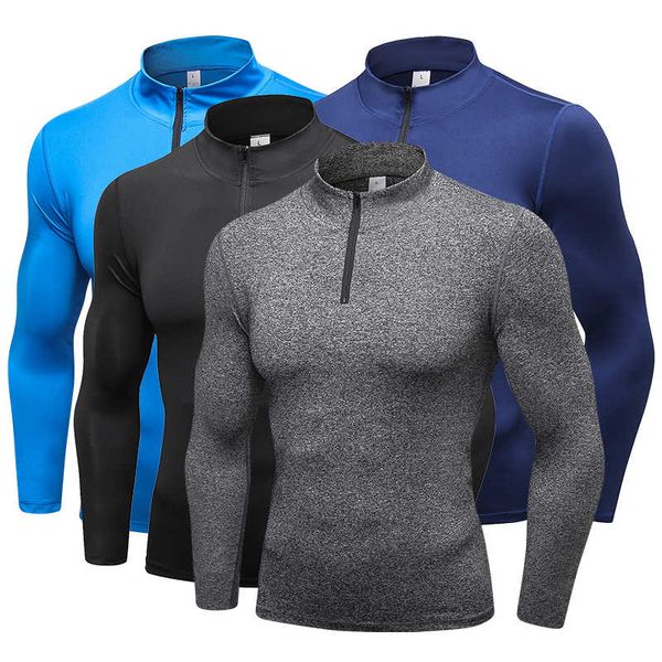 yd new long sleeve sport shirt men tights with zipper quick dry men's running t shirt sportswear mens t-shirts fitness rashgard, Gray;blue
yd new long sleeve sport shirt men tights with zipper quick dry men's running t shirt sportswear mens t-shirts fitness rashgard, Gray;blue