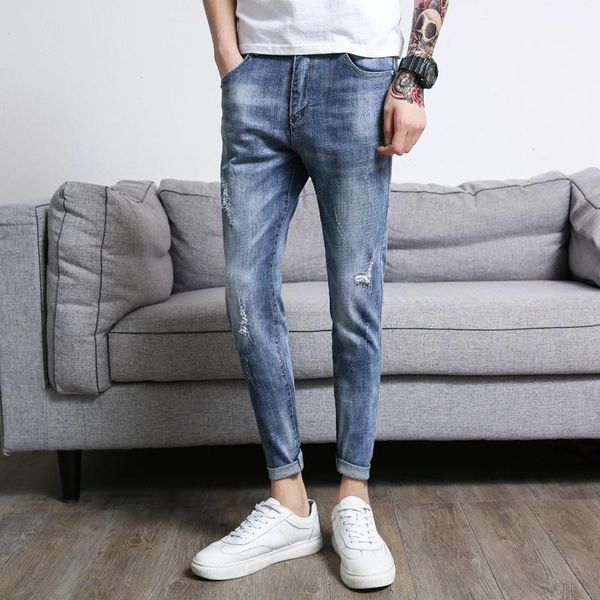 men's jeans straight scratched mens brand slim fit denim fashion trousers mid waist ankle-length men clothes 2021 plus size1, Blue
men's jeans straight scratched mens brand slim fit denim fashion trousers mid waist ankle-length men clothes 2021 plus size1, Blue