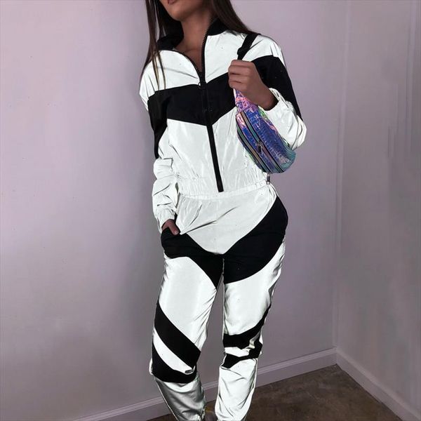women tracksuits 2 piece set reflective crop pants fashion 2021 ladies loose zipper jacket coat trouser suit, Gray
women tracksuits 2 piece set reflective crop pants fashion 2021 ladies loose zipper jacket coat trouser suit, Gray