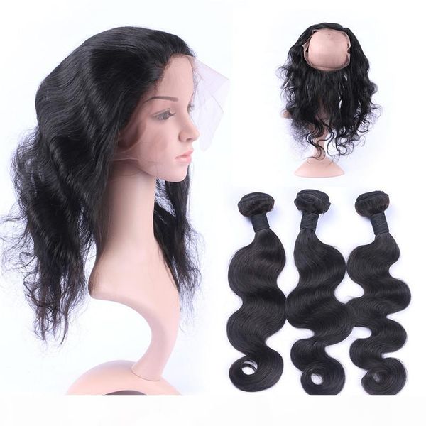 body wave 360 lace band frontal with bundles brazilian human hair wefts with full lace frontals pre plucked 360 band lace closure, Black;brown
body wave 360 lace band frontal with bundles brazilian human hair wefts with full lace frontals pre plucked 360 band lace closure, Black;brown