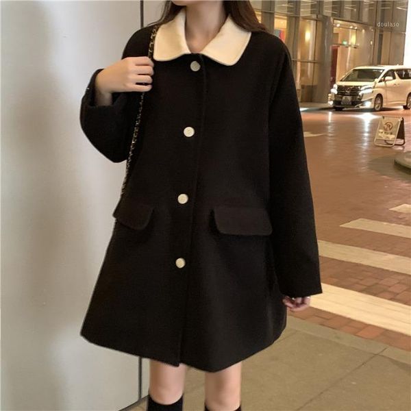 woolen coat autumn and winter 2020 latest korean style short-height loose mid-length doll collar woolen coat women's clothing1, Black
woolen coat autumn and winter 2020 latest korean style short-height loose mid-length doll collar woolen coat women's clothing1, Black