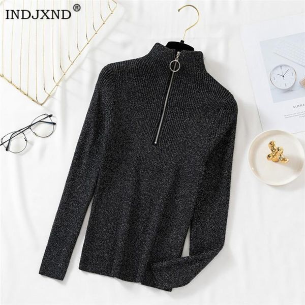 indjxnd casual sweater women autumn winter basic zipper pullover solid soft knit slim pullovers long sleeve warm shiny jumper1, White;black
indjxnd casual sweater women autumn winter basic zipper pullover solid soft knit slim pullovers long sleeve warm shiny jumper1, White;black
