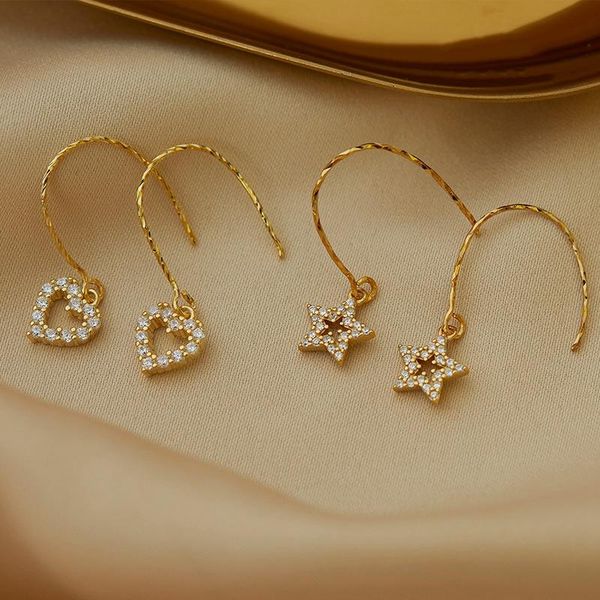 new elegant drop earrings minimalism romantic heart/star exquisite ear hook women's engagement fashion jewelry gift, Silver
new elegant drop earrings minimalism romantic heart/star exquisite ear hook women's engagement fashion jewelry gift, Silver