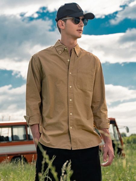 men solid pocket front shirt e95f#, White;black
men solid pocket front shirt e95f#, White;black