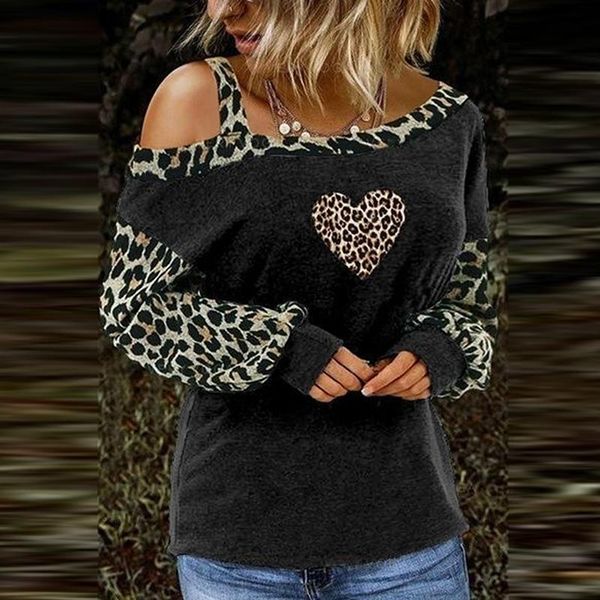 women t shirt leopard patchwork one shoulder skew collar female streetwear t shirt casual long sleeves ladies pullover, White
women t shirt leopard patchwork one shoulder skew collar female streetwear t shirt casual long sleeves ladies pullover, White