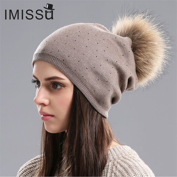 imissu women winter hat wool knitted beanies cap real raccoon fur pompom hats solid colors ski gorros cap female causal hat 201215, Blue;gray
imissu women winter hat wool knitted beanies cap real raccoon fur pompom hats solid colors ski gorros cap female causal hat 201215, Blue;gray