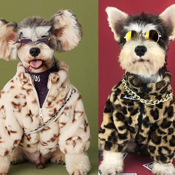 designer dog clothes pet ropa perro costume para for small dogs jacket de abrigo fashion leopard fur winter warm thickened coat
designer dog clothes pet ropa perro costume para for small dogs jacket de abrigo fashion leopard fur winter warm thickened coat