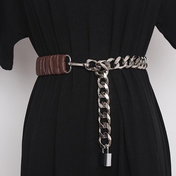 women's runway fashion elastic pu leather chain cummerbunds female dress corsets waistband belts decoration wide belt tb1264, Black;brown
women's runway fashion elastic pu leather chain cummerbunds female dress corsets waistband belts decoration wide belt tb1264, Black;brown