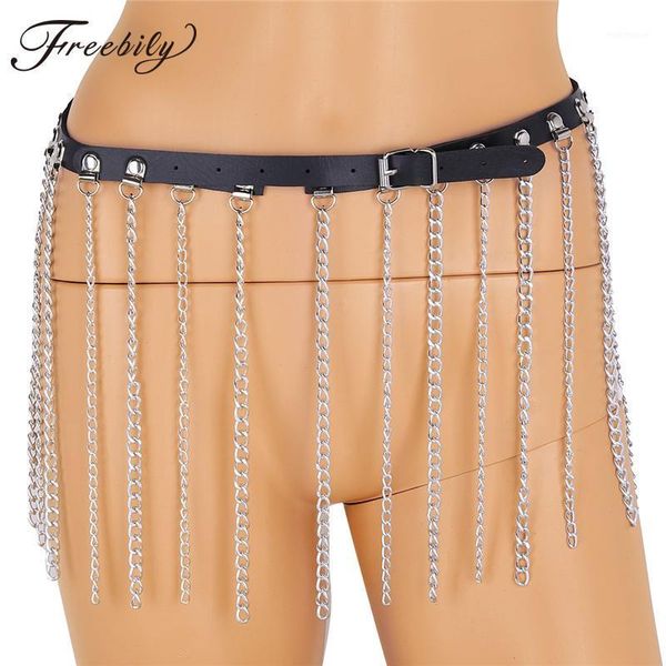 punk metal chain waist belt for women black faux leather buckled adjustable chain tassel belt girdle night club accessory1, Black;brown
punk metal chain waist belt for women black faux leather buckled adjustable chain tassel belt girdle night club accessory1, Black;brown
